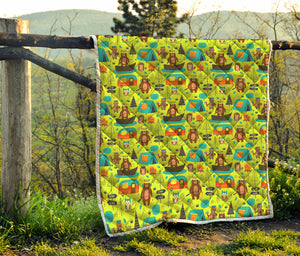 Animal Camping Pattern Print Quilt