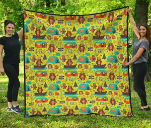 Animal Camping Pattern Print Quilt