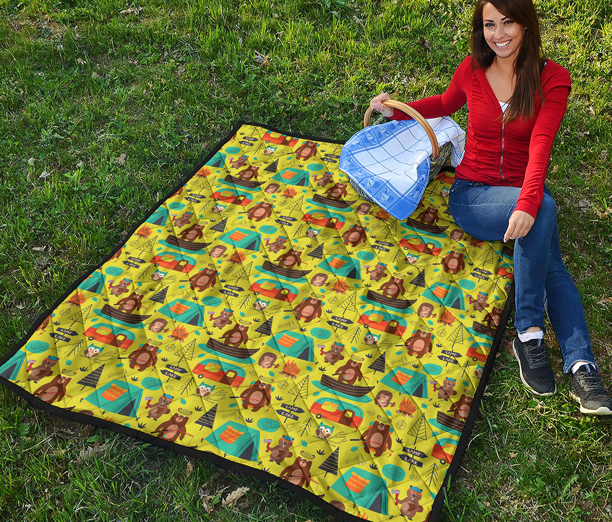 Animal Camping Pattern Print Quilt