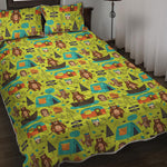 Animal Camping Pattern Print Quilt Bed Set