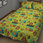 Animal Camping Pattern Print Quilt Bed Set