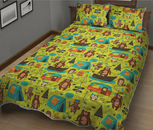 Animal Camping Pattern Print Quilt Bed Set