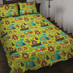 Animal Camping Pattern Print Quilt Bed Set