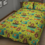 Animal Camping Pattern Print Quilt Bed Set