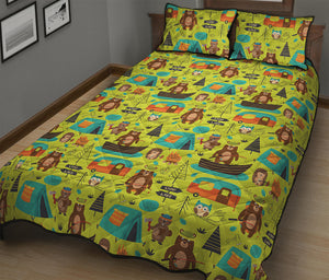 Animal Camping Pattern Print Quilt Bed Set