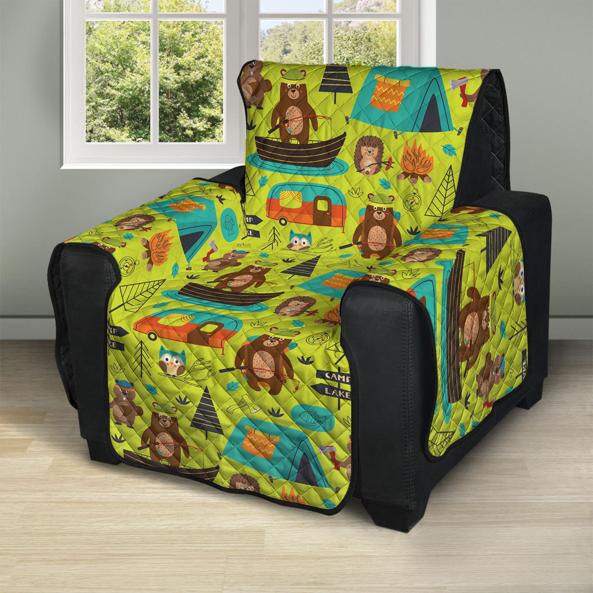 Animal Camping Pattern Print Recliner Protector