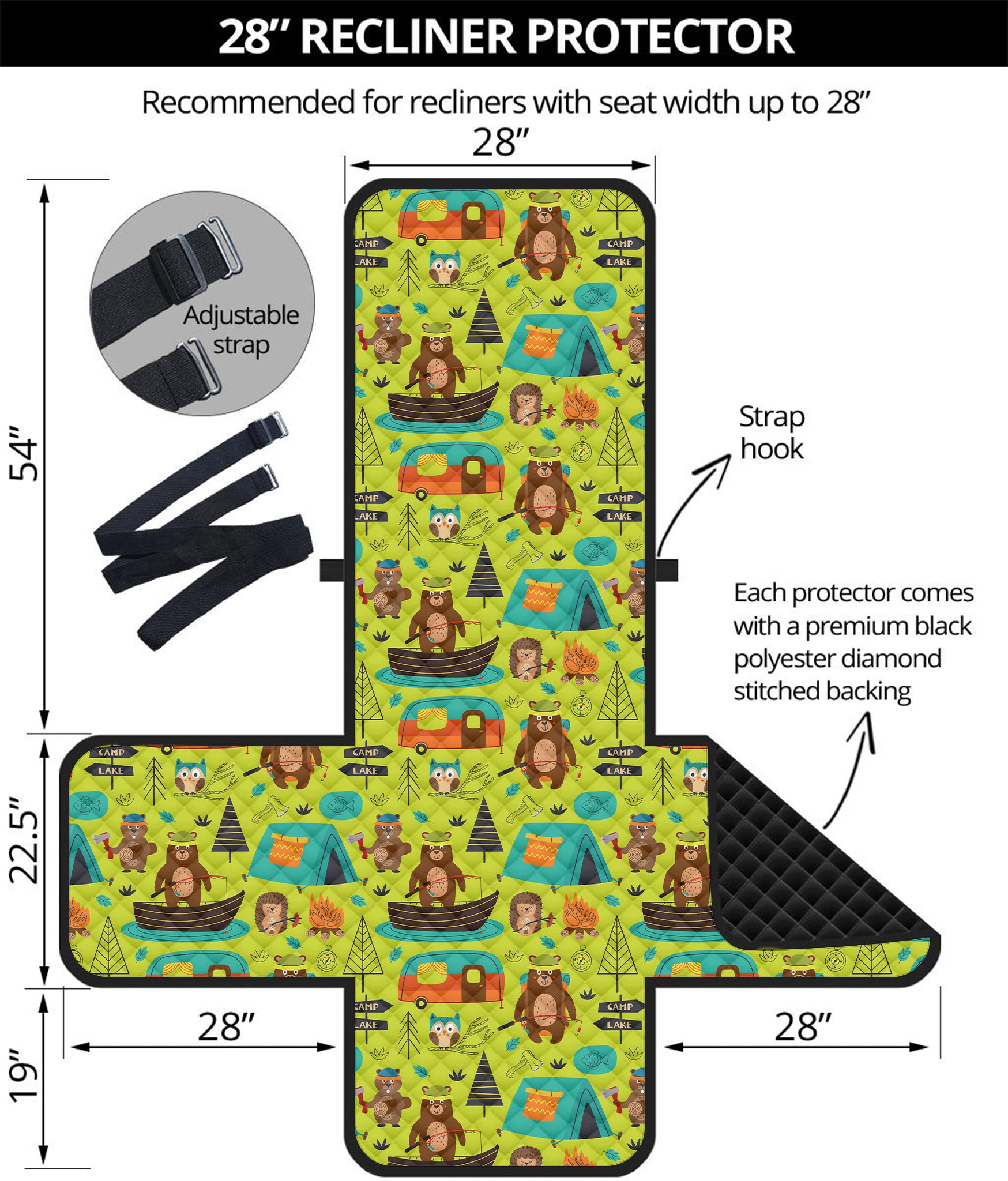 Animal Camping Pattern Print Recliner Protector