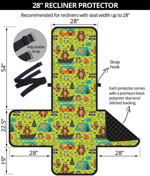 Animal Camping Pattern Print Recliner Protector