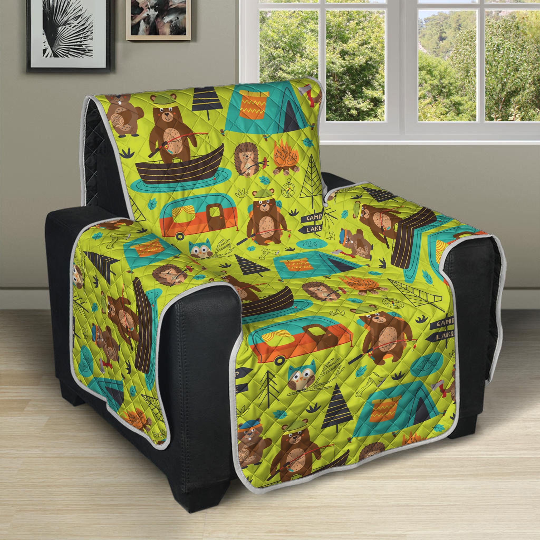 Animal Camping Pattern Print Recliner Protector