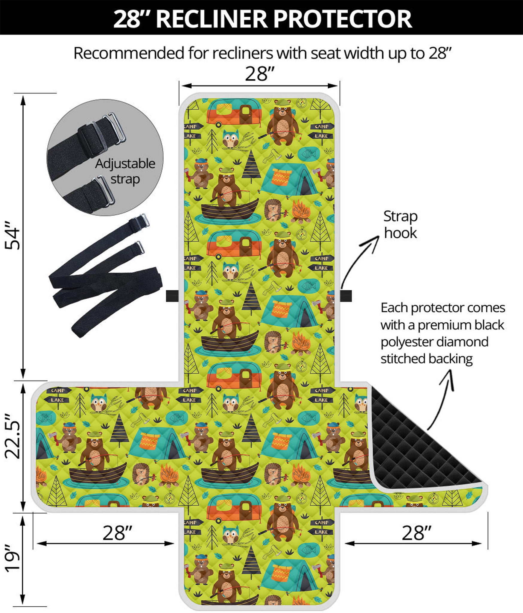 Animal Camping Pattern Print Recliner Protector