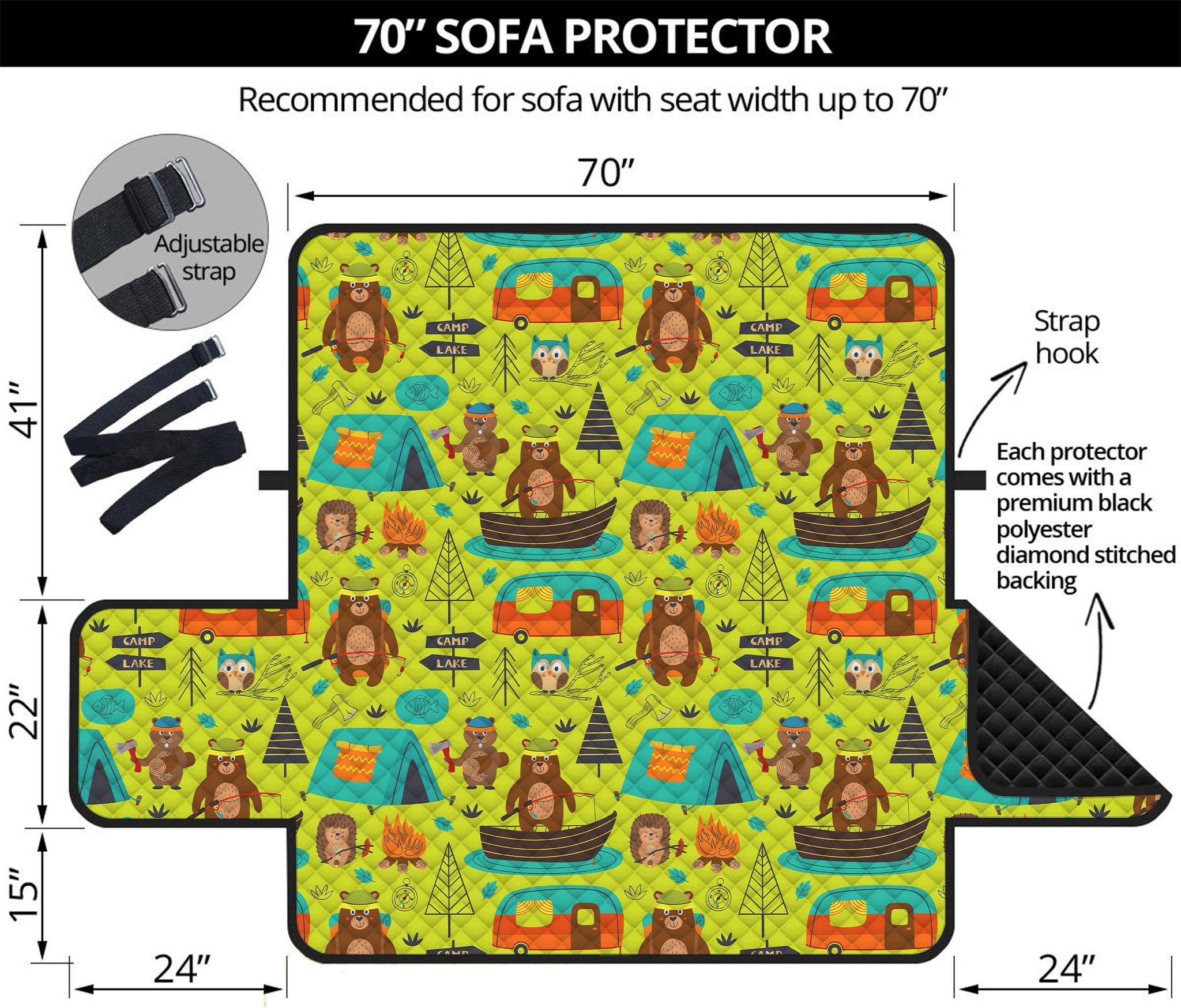 Animal Camping Pattern Print Sofa Protector