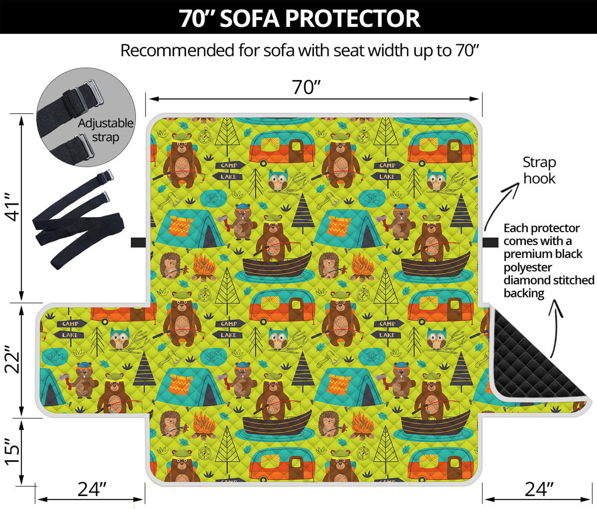 Animal Camping Pattern Print Sofa Protector