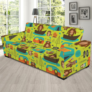 Animal Camping Pattern Print Sofa Slipcover