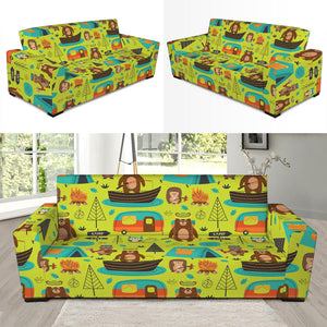 Animal Camping Pattern Print Sofa Slipcover