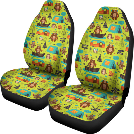Animal Camping Pattern Print Universal Fit Car Seat Covers