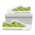 Animal Camping Pattern Print White Low Top Sneakers