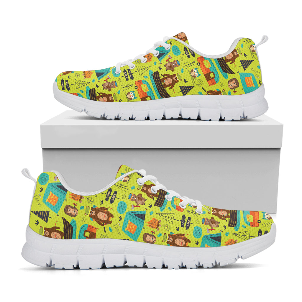 Animal Camping Pattern Print White Sneakers