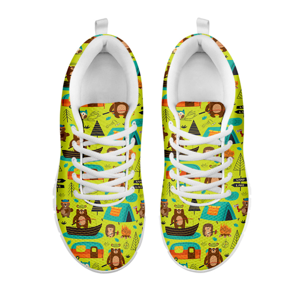 Animal Camping Pattern Print White Sneakers