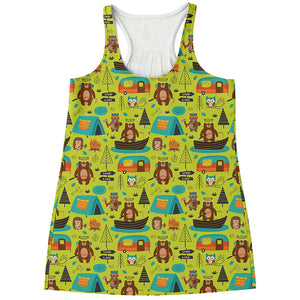 Animal Camping Pattern Print Women's Racerback Tank Top