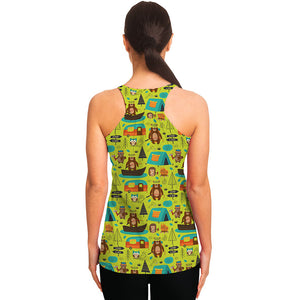 Animal Camping Pattern Print Women's Racerback Tank Top