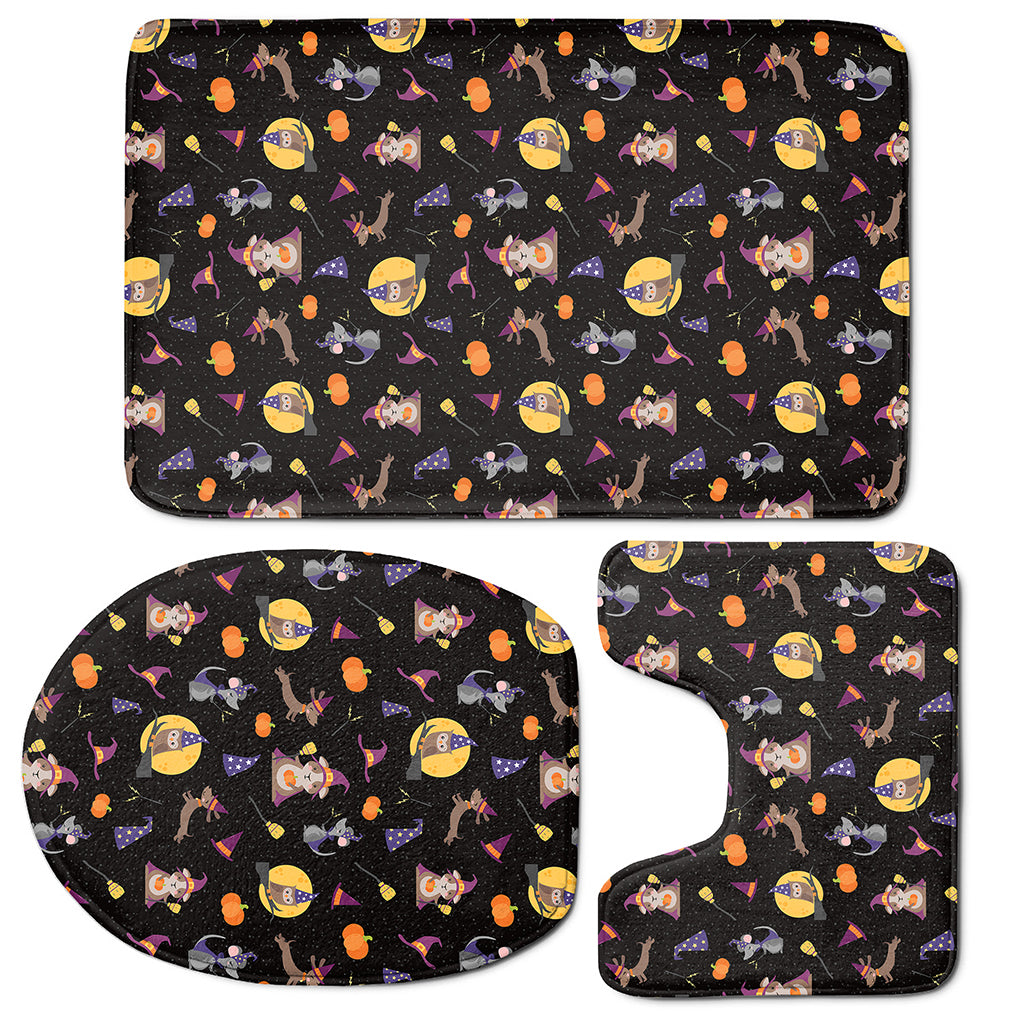 Animal Wizard Pattern Print 3 Piece Bath Mat Set