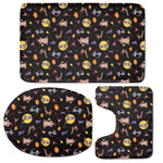 Animal Wizard Pattern Print 3 Piece Bath Mat Set