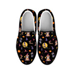 Animal Wizard Pattern Print Black Slip On Shoes