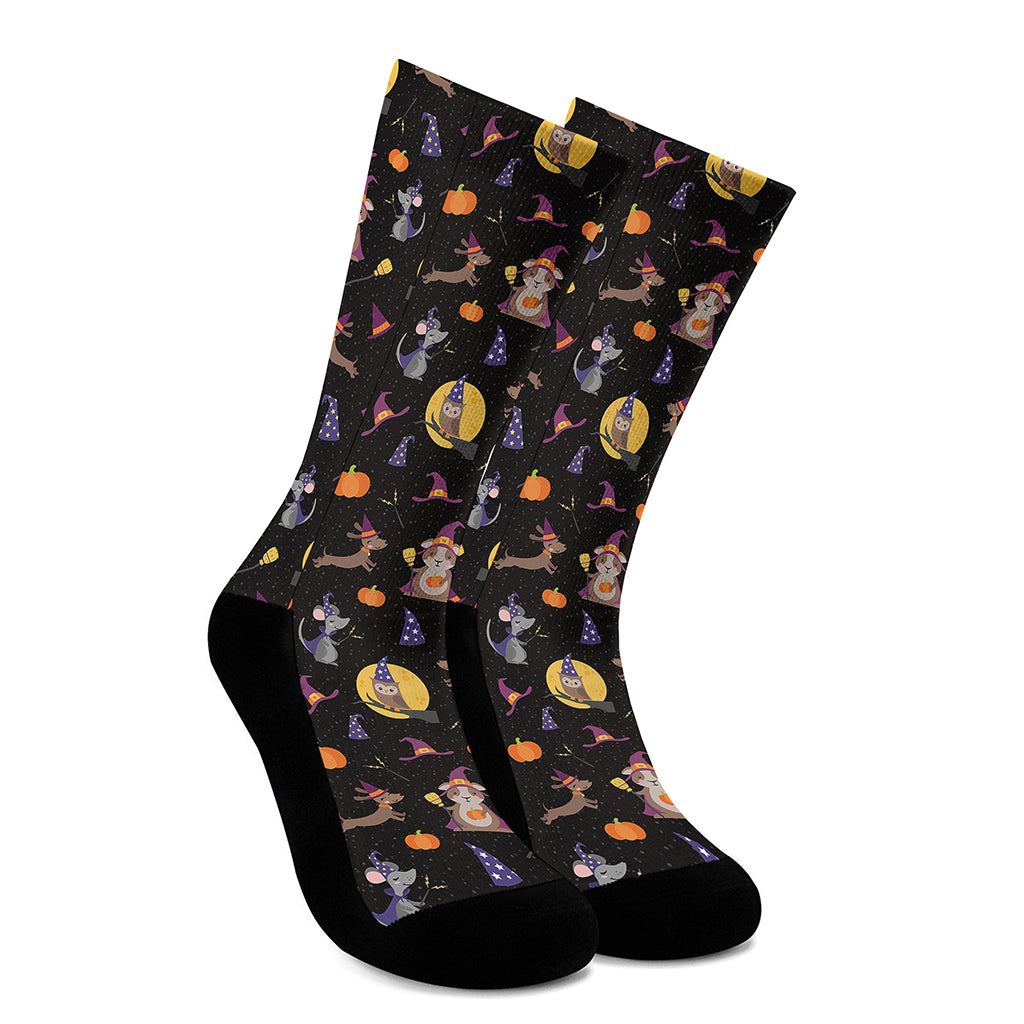 Animal Wizard Pattern Print Crew Socks