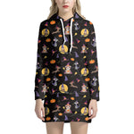 Animal Wizard Pattern Print Hoodie Dress