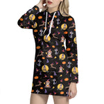 Animal Wizard Pattern Print Hoodie Dress
