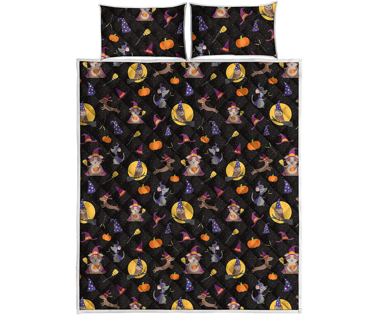 Animal Wizard Pattern Print Quilt Bed Set