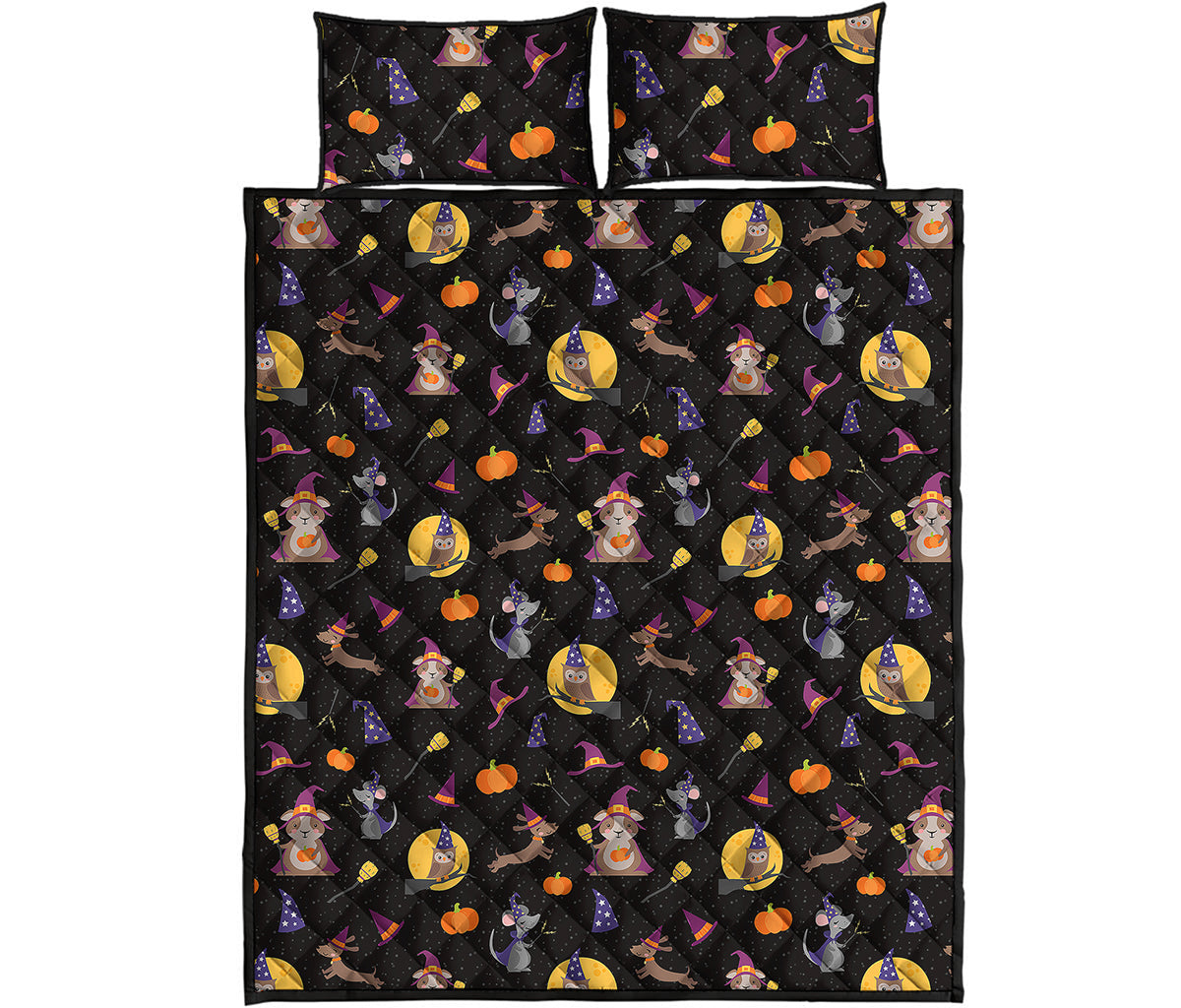 Animal Wizard Pattern Print Quilt Bed Set