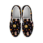 Animal Wizard Pattern Print White Slip On Shoes