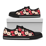 Apple Pattern Print Black Low Top Shoes