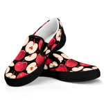 Apple Pattern Print Black Slip On Shoes