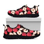 Apple Pattern Print Black Sneakers