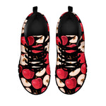 Apple Pattern Print Black Sneakers