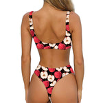 Apple Pattern Print Front Bow Tie Bikini