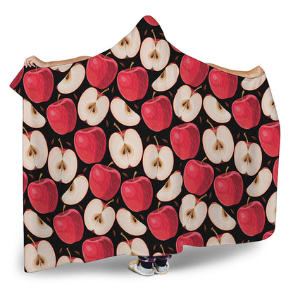 Apple Pattern Print Hooded Blanket