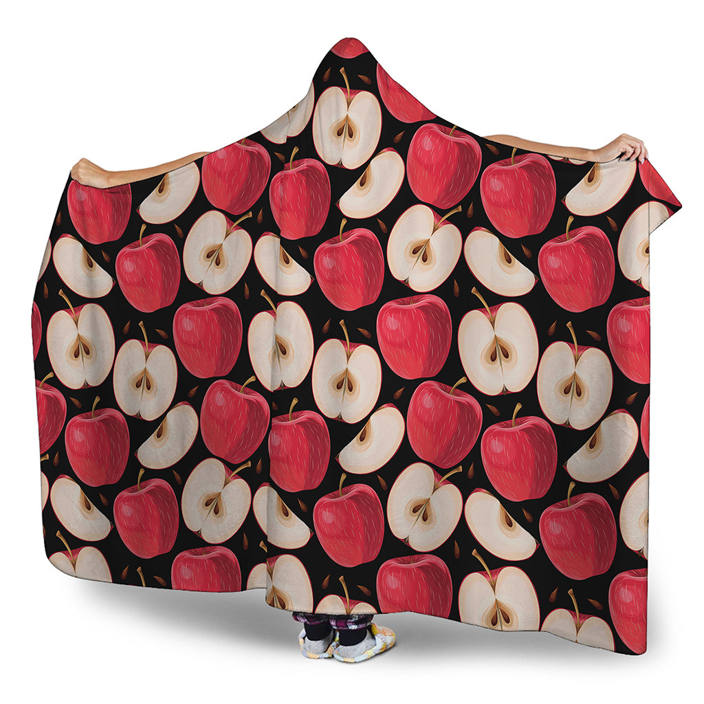 Apple Pattern Print Hooded Blanket
