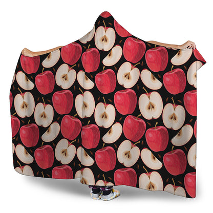 Apple Pattern Print Hooded Blanket