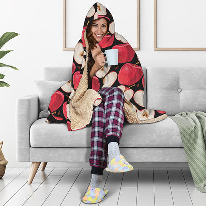 Apple Pattern Print Hooded Blanket