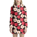 Apple Pattern Print Pullover Hoodie Dress