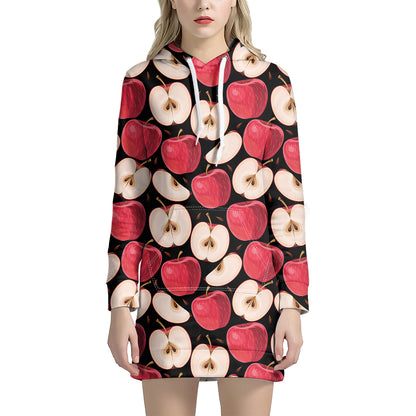 Apple Pattern Print Hoodie Dress