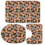Apricot And Flower Pattern Print 3 Piece Bath Mat Set