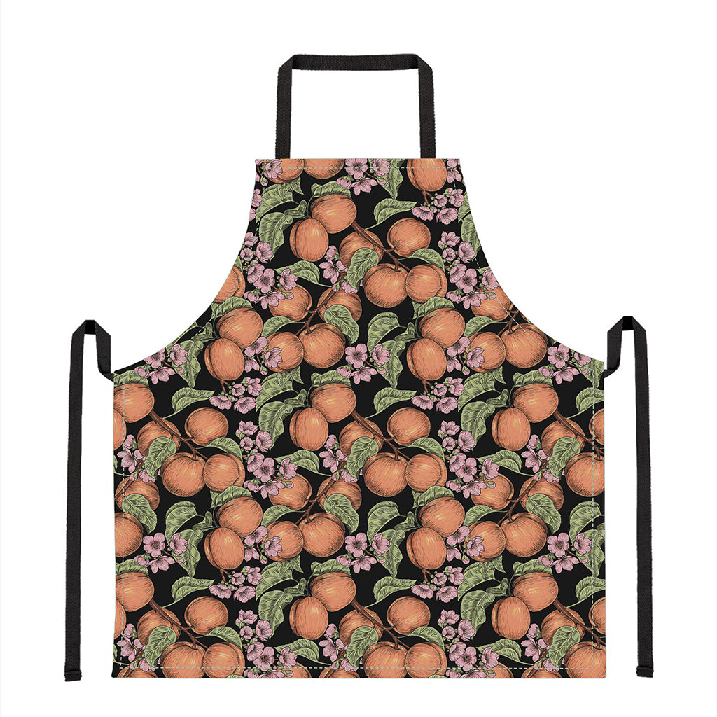 Apricot And Flower Pattern Print Apron