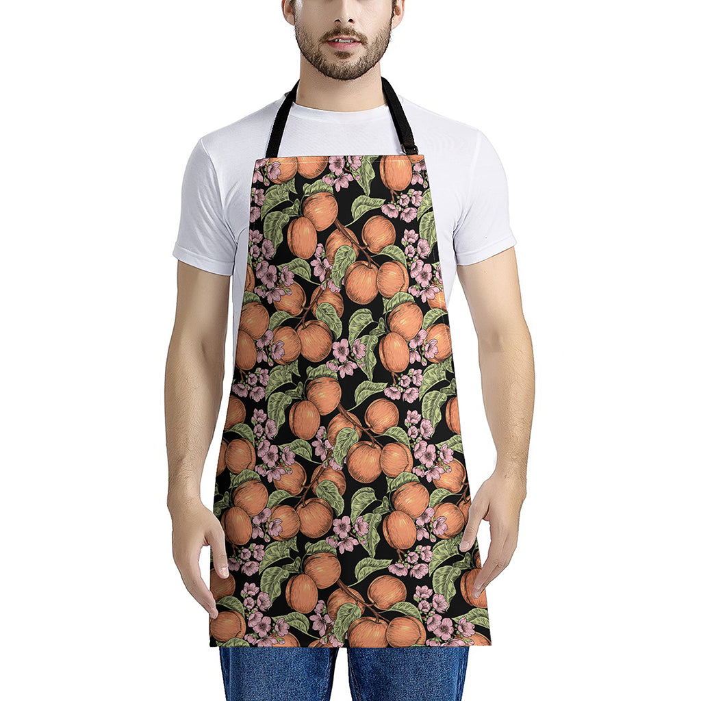 Apricot And Flower Pattern Print Apron