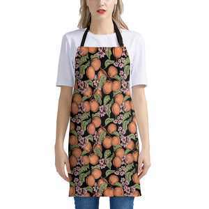 Apricot And Flower Pattern Print Apron