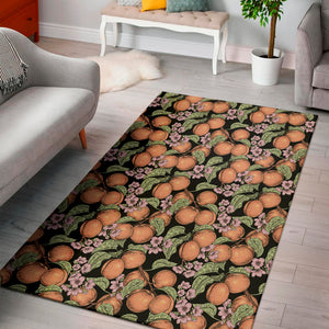 Apricot And Flower Pattern Print Area Rug