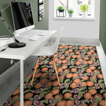 Apricot And Flower Pattern Print Area Rug